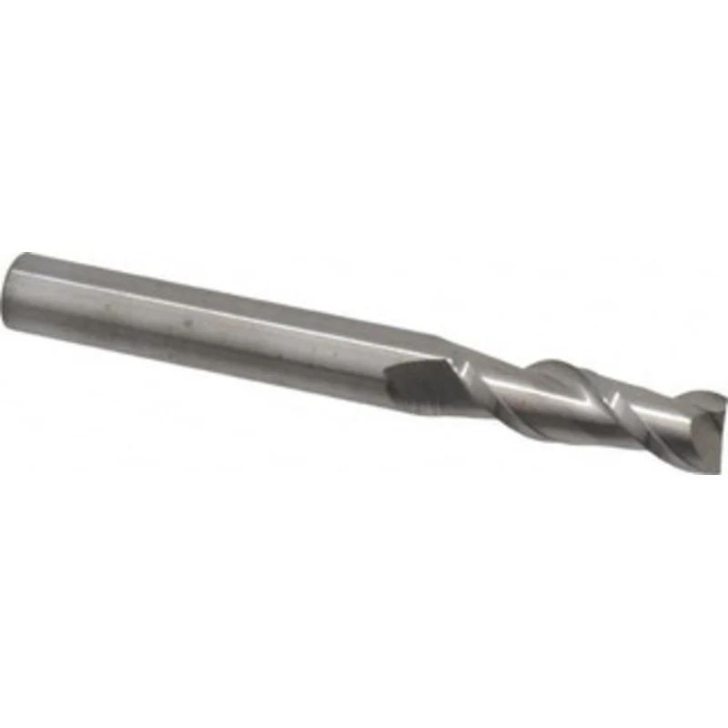 Accupro 7/16, 1-3/8 LOC, 7/16 Shank Diam, 4 OAL, 2 Flute, Solid Carbide Square End Mill Single End, Uncoated, Spiral ...